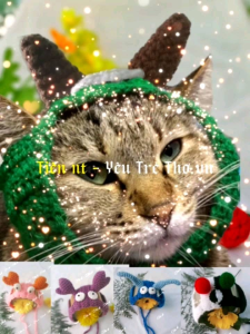 mũ nón len chó mèo  băng đô len cung hoàng đạo cho chó mèo dưới 3 - 5kg vòng đầu 26 -34cm