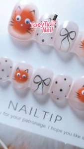 เล็บเจลแท้100% ลายแมวส้ม🧡พร้อมส่ง🚚