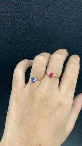 Cincin Cewek Emas Chasia Oval Royal Blue Gold 8K Kkg Mall Ct 479