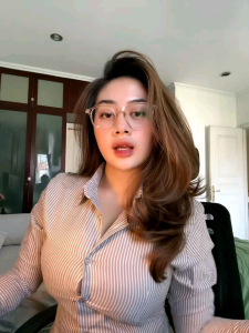 Kemeja Wanita Luna Stripe Casual Lengan Panjang Atasan Wanita Korea Style