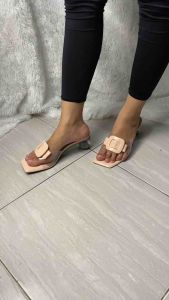 Sandal Wanita Hak Kaca Silito Mika Transfan Pita Kotak Elegant Super Empuk