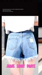 (READY STOCK)Women Girls Denim Mickey Short Pant Jean Blue Pant