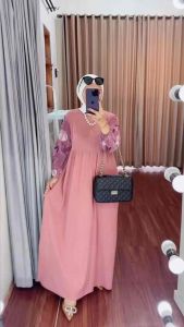 Milly Dress Gamis Kaos Lengan Motif Wanita Muslim Nyaman