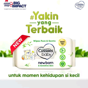cussons baby wipes newborn pure & gentle - tisu basah bayi 45s