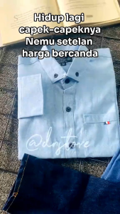 Setelan Kemeja Anak lengan panjang Celana JEANS usia 3-10 tahun warna Pastel