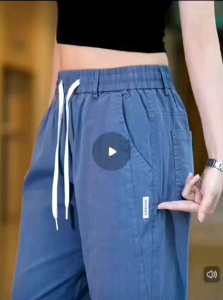 Mens casual pants summer new thin elastic straight large size loose mens pants mens elastic pants