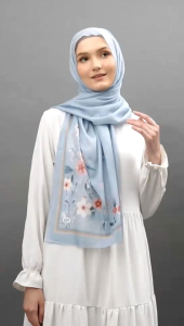 New LeBelle Luxury Pashmina Dusty Blue Floral