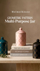 Geometric Deco Gold Candle Jar Multipurpose Jar