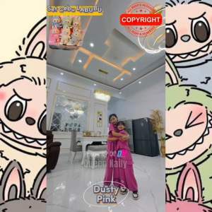 Stelan LABUBU CIBU Anak wanita 2-12 tahun bahan crincle airflow lengan pendek