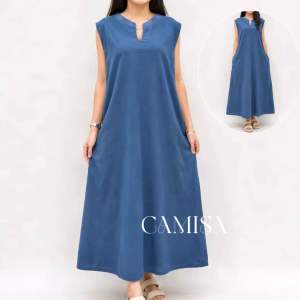 Plus Celerina Maxi Sleveless Dress with Pocket L-2XL