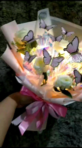 [BUTTERFLY] Bouquet Buket Bunga Kupu-Kupu LED Lampu For Gift Hadiah Kado Wedding Wisuda Anniversary Ultah Birthday