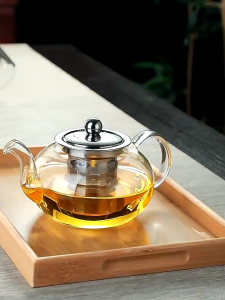 Teko Kaca Tahan Panas Api dengan Saringan Stainless Steel / Teko Teh Kopi Tahan Panas