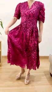 ECLAIRE 003 Dress Midi Lace Brokat Katun embroidery Shortsleeves Kasual Korea Modis Import sizoo