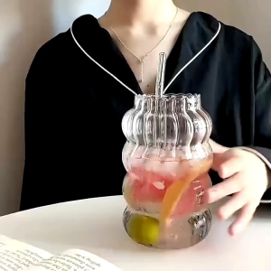 Gelas Kaca Korea Aesthetic Mug Kopi Susu Borosilicate Glass Tahan Panas