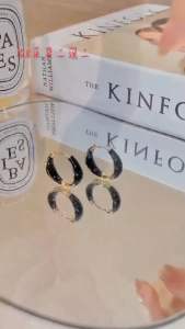 (Bebas beli 2 dapat bonus) A125 COD Anting bulat hitam simple elegan titanium wanita original