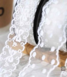 Embroidered Ribbon DIY Sewing Decoration Bowknot hairband Needlework Guipure trim Lace White Flower Ribbon Edge Lace Ribbon Fabric Cotton Organza Ribbon