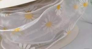 [1 Yard] 4cm/40mm Wavy Daisy Silk Organza Ribbon Bowknot Wrapping DIY Art Hairband Event Partying Wedding Baby Kids Gift