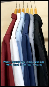 KEMEJA PRIA POLOS LENGAN PANJANG SLIMFIT WARNA HITAM