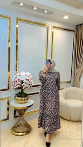 Midi dress terbaru 2024 gamis bahan rayon diamond adem lembut