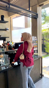 Meyla Blouse Kemeja Wanita Katun Free Oby Belt