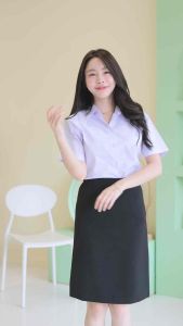 กระโปรงทรงเอนักศึกษา ไม่ผ่า ความยาว 14-24 นิ้ว ผ้าฮานาโกะสีดำ