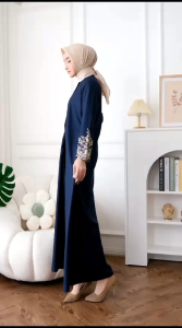 Gamis Madina Asma Bordir Simpel Terbaru Bahan Katun Toyobo Premium Busui Friendly