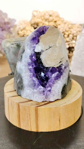 Natural Collection Uruguay Amethyst with Calcite Crystal Druse Ornament A71