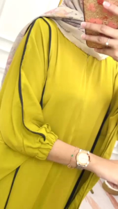 Gamis Wanita Jenna Kaftan List Dengan Desain Polos Busui Friendly Bahan Rayon Twil Premium By Elsafa