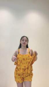 Bark Crepe Layered Ruffle Top Terno Short Sets