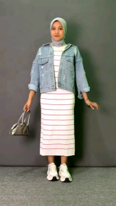 Long Dress Rajut Premium Basic Inner Span Stripe Kekinian Tanpa Lengan Variasi 2 Ukuran