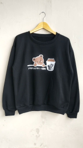 BOBA BEAR SWEATER CREWNECK WANITA KOREAN STYLE BAHAN KATUN FLEECE TEBAL HALUS PREMIUM QUALITY