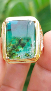 CINCIN BATU NATURAL BACAN DOKO CRYSTAL MOTIF ◇ RING SEMI PERAK