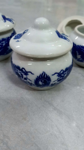 {Combo 3 hũ} Chóe bầu đựng gạomuối nước thờ cúng/Hũ sứ có nắp rồng xanh