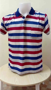 เสื้อยึดโปโลริ้วใหญ่เนื้อผ้าบางเบา ซื้อฝากหรือเป็นของขวัญ ให้พ่อหรือะุใหญ่ก็ได้
