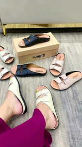 Sandal flat wanita kulit papirut garut model sol BK