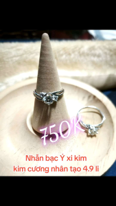 Nhẫn bạc xi kim kim cương nhân tạo 4.9 li