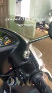 SPION STANDART MIO NEW Tangkai Panjang 12cm Hitam Doff Tidak Cembung Universal ke Semua Motor