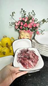 Đĩa sứ vuông cao cấp đĩa sứ trắng viền đen thiết kế đơn giản sang trọng tinh tế chịu nhiệt lò vi sóng