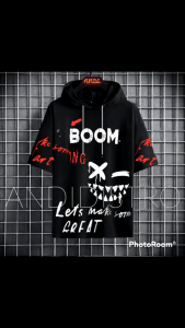 KAOS HOODIE PRIA BOOM FULPRIN LENGAN PENDEK /KAOS HOODIE VIRAL