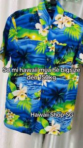 (Bigsize 150kg) Áo sơ mi Hawaii hoa lá nam nữ  áo sơ mi đi biển {Link 1}