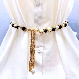Ikat Pinggang Wanita Sabuk Mutiara Sintetis Belt Rantai Fashion