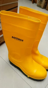 Safemax Safety Boot Besi: Sepatu Boot Kuning 40cm Ujung Besi Kuat Anti Sobek Anti Potong Anti Paku