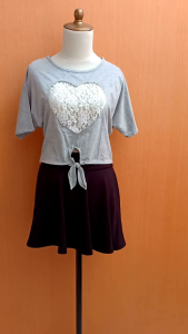 atasan kaos crop top wanita abu muda pastel NEVADA cewek M L blouse cute remaja dewasa