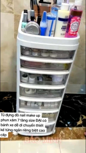 Tủ đựng đồ nail make up phun xăm 7 tầng size ĐẠI có bánh xe dễ di chuyển thiết kế từng ngăn riêng biệt cao cấp