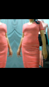 NEW Red Korean Fashion Knitted Striped Stretchable dress with slit on the side for women casual travel summer short sleeves