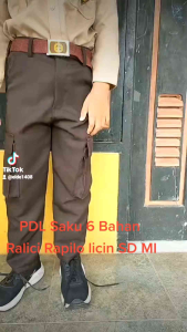 eLDe Celana panjang pramuka Bahan Rapilo SD MI Coklat Karet