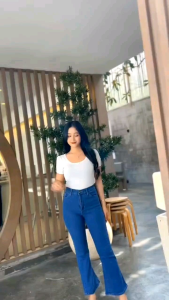 Celana cutbray jeans highwaist streach celana wanita pakaian wanita styl korea cutbray Cutbray jeans