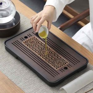 Khay đựng ấm chén tre gỗ khay ấm trà khay trà gỗ khay trà tre Huydecor