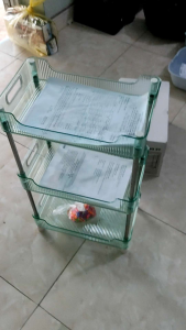 Kệ để đồ 2 3 tầng màu bóng trong suốt khung inox hàng Cao cấp Hokori
