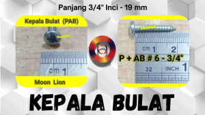 Sekrup Tapping PH 6x3/4" Kepala Bulat 2cm P + AB 6 x 3/4" PAB Moon Lion 2 cm